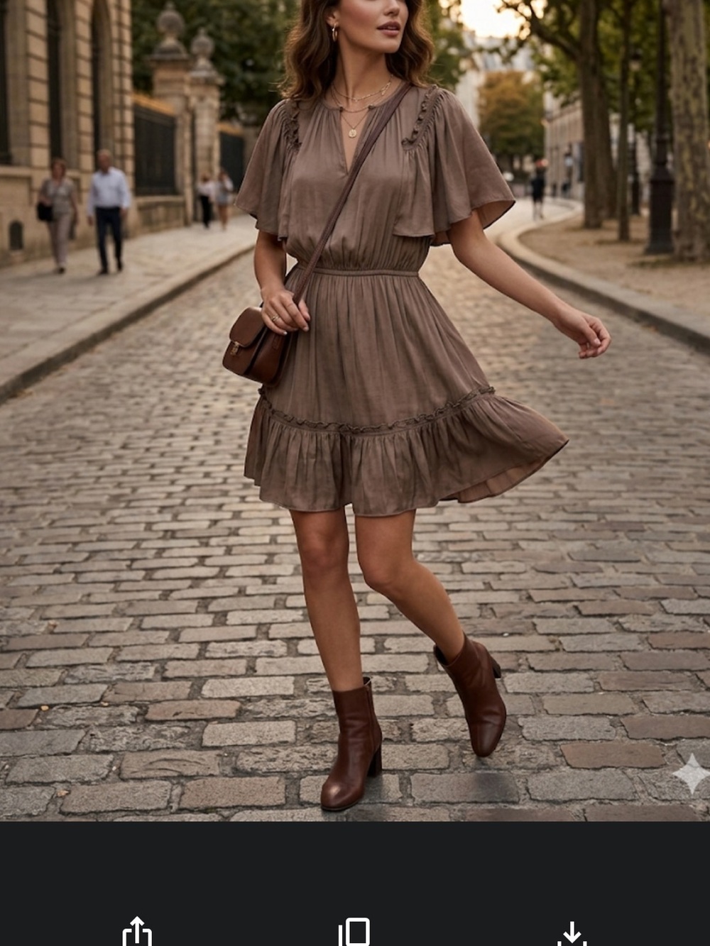 Current Air Size S Taupe Ruffle Tiered Mini Dress